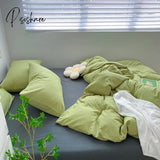 Pisoshare Cute Korean Flower Double Bedding Set Twin Full Queen King Size Four-Piece Family Sheet