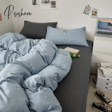Pisoshare Cute Solid Color Home Textile Bedding Set For Girl Washed Cotton Duvet Cover Pillow Case
