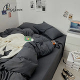 Pisoshare Cute Solid Color Home Textile Bedding Set For Girl Washed Cotton Duvet Cover Pillow Case
