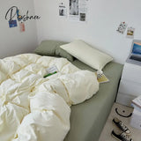 Pisoshare Cute Solid Color Home Textile Bedding Set For Girl Washed Cotton Duvet Cover Pillow Case