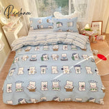 Pisoshare Cute Strawberry Bear Bedding Set For Kids Girl 100% Cotton Twin Full Queen Size Kawaii