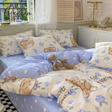 Pisoshare Cute Strawberry Bow-Knot Bedding Set For Home Cotton Twin Full Queen Size Hearts Flower