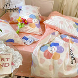 Pisoshare Cute Strawberry Bow-Knot Bedding Set For Home Cotton Twin Full Queen Size Hearts Flower