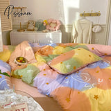 Pisoshare Cute Strawberry Bow-Knot Bedding Set For Home Cotton Twin Full Queen Size Hearts Flower