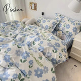 Pisoshare Cute Strawberry Duvet Cover Flat Sheet With Pillowcases Floral Twin Full Size Bear Rabbit