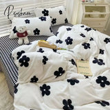 Pisoshare Cute Strawberry Duvet Cover Flat Sheet With Pillowcases Floral Twin Full Size Bear Rabbit