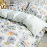 Pisoshare Cute Strawberry Flower Korean Bedding Set Twin Full Queen Size Four-Piece Cotton Fitted