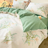 Pisoshare Cute Strawberry Flower Korean Bedding Set Twin Full Queen Size Four-Piece Cotton Fitted