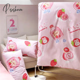 Pisoshare Cute Strawberry Milk Bedding Set For Girl Kawaii Cotton Twin Full Queen Size Double