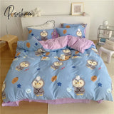 Pisoshare Cute Strawberry Milk Bedding Set For Girl Kawaii Cotton Twin Full Queen Size Double
