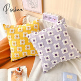 Pisoshare Daisy Embroidery Cushion Cover Sofa Stuffed Zipper Design Decor Fashion Cute Flower