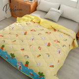 Pisoshare Daisy Print Spring Summer Quilt Queen Mechanical Wash Comfortable Comforter Single Double