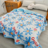 Pisoshare Daisy Print Spring Summer Quilt Queen Mechanical Wash Comfortable Comforter Single Double