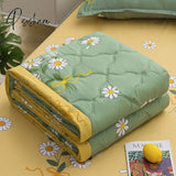 Pisoshare Daisy Print Spring Summer Quilt Queen Mechanical Wash Comfortable Comforter Single Double