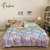 Pisoshare Dreamreal Floral Bedding Set With Duvet Cover 30 Colors Fitted Sheet Pillowcase Luxurious