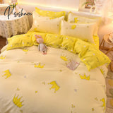 Pisoshare Duvet Cover Bedding Sets Flat Sheet Pillowcase Girls Boys Bed Linen Kids Gird Rainbow