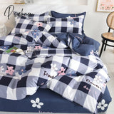 Pisoshare Duvet Cover Bedding Sets Flat Sheet Pillowcase Girls Boys Bed Linen Kids Gird Rainbow