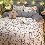 Pisoshare Duvet Cover Bedding Sets Flat Sheet Pillowcase Girls Boys Bed Linen Kids Gird Rainbow