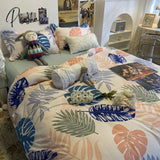 Pisoshare Duvet Cover Bedding Sets Flat Sheet Pillowcase Girls Boys Bed Linen Kids Gird Rainbow