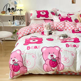 Pisoshare Duvet Cover Home Textile Pillow Case Cute Bed Sheet Kids Girls Bedding Covers Set King