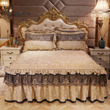 Pisoshare Europe Lace Embroidery Velvet Bedding Bed Skirt Pillowcase Ruffles Thicken Soft Bedspread