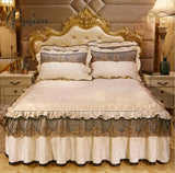 Pisoshare Europe Lace Embroidery Velvet Bedding Bed Skirt Pillowcase Ruffles Thicken Soft Bedspread