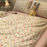 Pisoshare European Ins Floral Brushed Home Bedding Set Simple Soft Duvet Cover With Sheet Comforter