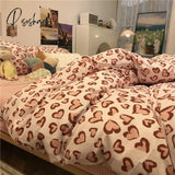 Pisoshare European Ins Floral Brushed Home Bedding Set Simple Soft Duvet Cover With Sheet Comforter