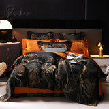 Pisoshare European Palace Gold Jacquard Bedding Set Luxury Satin Cotton Solid Color Quilt/Duvet