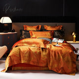 Pisoshare European Palace Gold Jacquard Bedding Set Luxury Satin Cotton Solid Color Quilt/Duvet