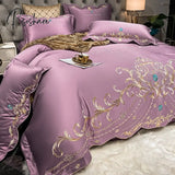 Pisoshare European Style Bedding Set Luxury Gold Royal Embroidery Satin Double Duvet Cover Pure