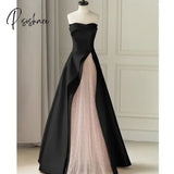 Pisoshare - Evening Dress Black High-End Light Luxury Toasting Attire New Host Sexy Strapless