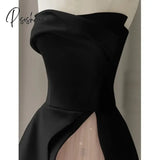 Pisoshare - Evening Dress Black High-End Light Luxury Toasting Attire New Host Sexy Strapless