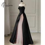 Pisoshare - Evening Dress Black High-End Light Luxury Toasting Attire New Host Sexy Strapless