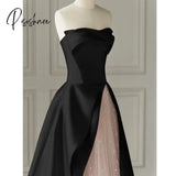 Pisoshare - Evening Dress Black High-End Light Luxury Toasting Attire New Host Sexy Strapless