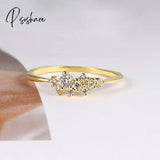 Pisoshare Exquisite Gold Plated Cubic Zirconia Crystal Necklace Ring Jewelry Set Bride Wedding