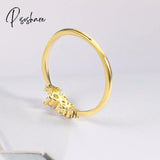 Pisoshare Exquisite Gold Plated Cubic Zirconia Crystal Necklace Ring Jewelry Set Bride Wedding