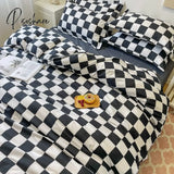 Pisoshare Fashion Bedding Set Hot Checkerboard Boys Girls Single Double Queen Size Flat Sheet Quilt