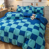 Pisoshare Fashion Bedding Set Hot Checkerboard Boys Girls Single Double Queen Size Flat Sheet Quilt