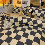 Pisoshare Fashion Bedding Set Hot Checkerboard Boys Girls Single Double Queen Size Flat Sheet Quilt