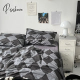 Pisoshare Fashion Bedding Set Hot Checkerboard Boys Girls Single Double Queen Size Flat Sheet Quilt