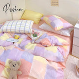 Pisoshare Fashion Korea Bedding Set 100% Cotton Twin Full Queen Size Quilt Covers Couple Fitted Bed