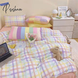 Pisoshare Fashion Korea Bedding Set 100% Cotton Twin Full Queen Size Quilt Covers Couple Fitted Bed