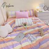 Pisoshare Fashion Korea Bedding Set 100% Cotton Twin Full Queen Size Quilt Covers Couple Fitted Bed