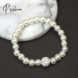 Pisoshare Fashion Simulation Pearl Crystal Necklace Bracelet Earring Charm Wedding Engagement Party