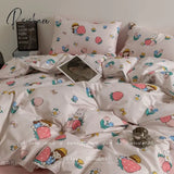 Pisoshare Fashion Style Pink Black Bedding Set Soft Flower Duvet Cover Pillowcase Bed Flat Sheet