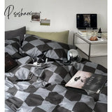 Pisoshare Fashion Style Pink Black Bedding Set Soft Flower Duvet Cover Pillowcase Bed Flat Sheet