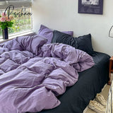 Pisoshare Fashion Style Pink Black Bedding Set Soft Flower Duvet Cover Pillowcase Bed Flat Sheet