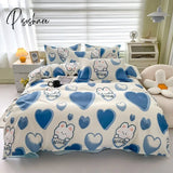 Pisoshare Floral Print Brushed Home Bedding Set Simple Fresh Comfortable Duvet Cover With Sheet