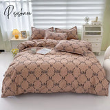 Pisoshare Floral Print Brushed Home Bedding Set Simple Fresh Comfortable Duvet Cover With Sheet